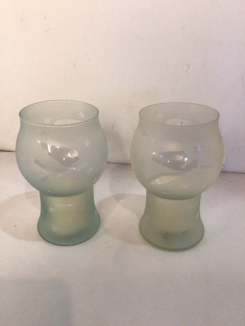 PFALTZGRAFF Candle Holder Clear Glass Angels Holiday Item