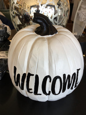 Halloween White Resin Pumpkin Holiday Item