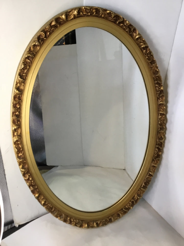 Vintage Gold Resin Oval Mirror