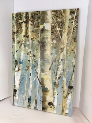 Cream/Brown Canvas Birch Trees Stretch Canvas Art