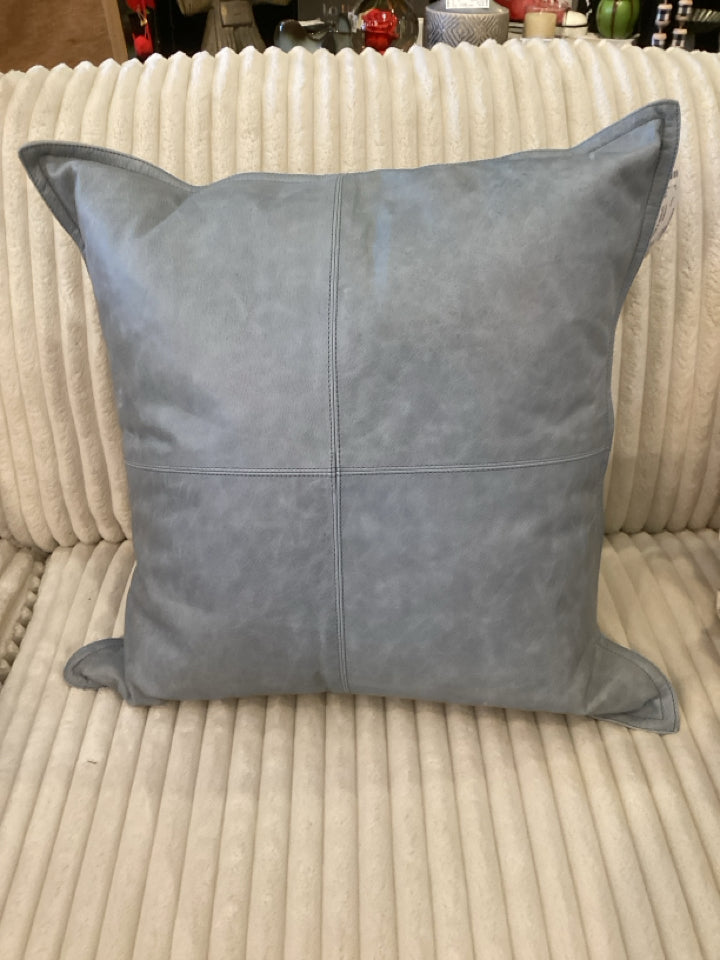 Trove Labels Gray Leather Feathers Pillow