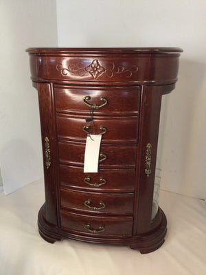 Brown Wood 6 Drawer 2 Door Jewelry Box