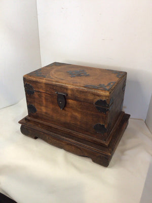 Vintage Trunk Wood Rustic 2 Piece Brown Box