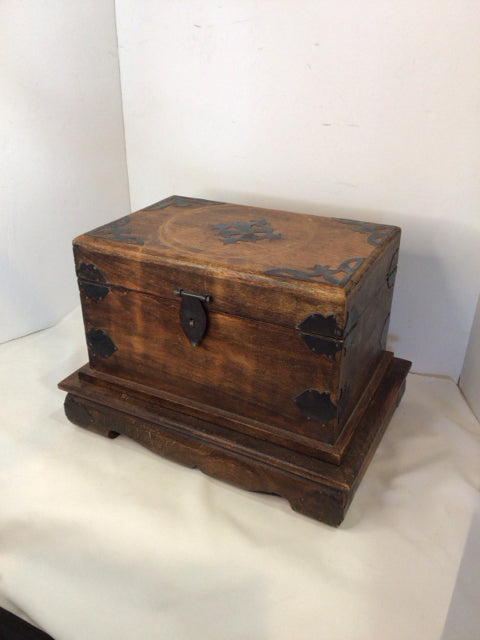 Vintage Trunk Wood Rustic 2 Piece Brown Box