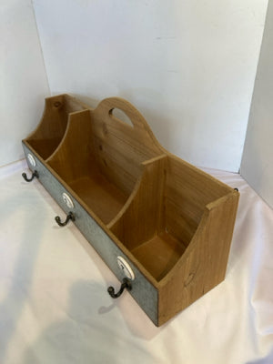 Rustic Brown Wood Hooks Numbered Shelf