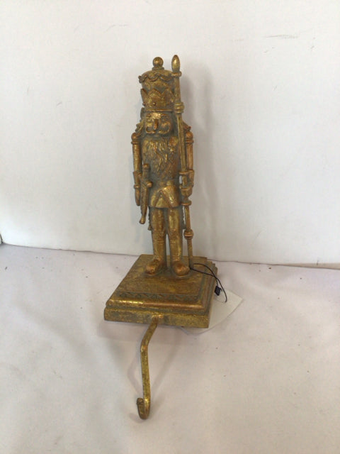 Christmas Gold Metal Stocking hanger Nutcracker Holiday Item