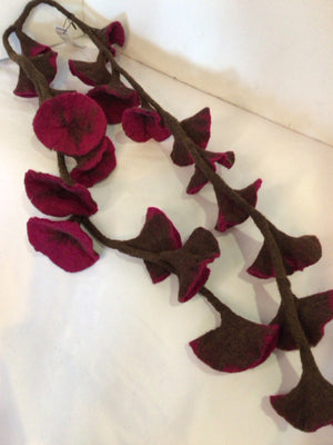 Brown/Red Felt Flowers Garland/Greenery