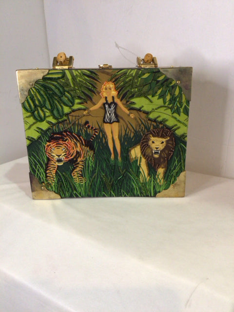 Wood Green/Multi Lion Purse