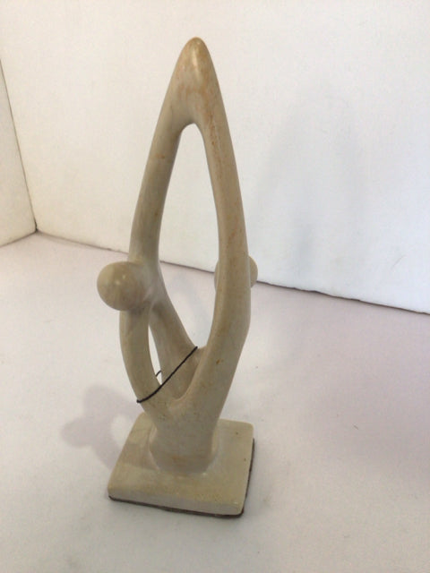 Mid Century Tan Stone People Statue