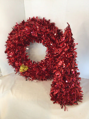 Wreath Red Tinsel 2 Piece w/Tree Holiday Item