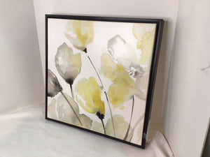 Yellow/White Canvas Flowers Pair Framed Art