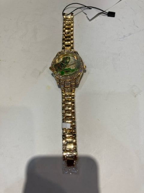 Gold Rhinestone Frog Watch