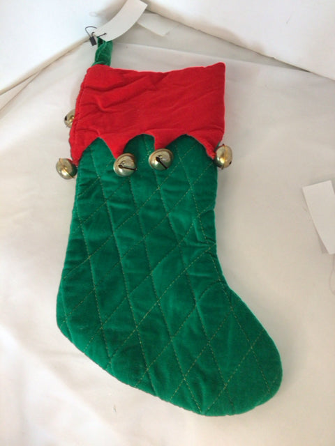 Stocking Green/Red Cotton Holiday Item