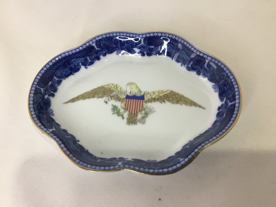 Trinket Blue/White Porcelain Eagle Tray