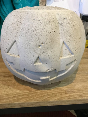 Halloween Gray Cement Jack o'Lantern Holiday Item