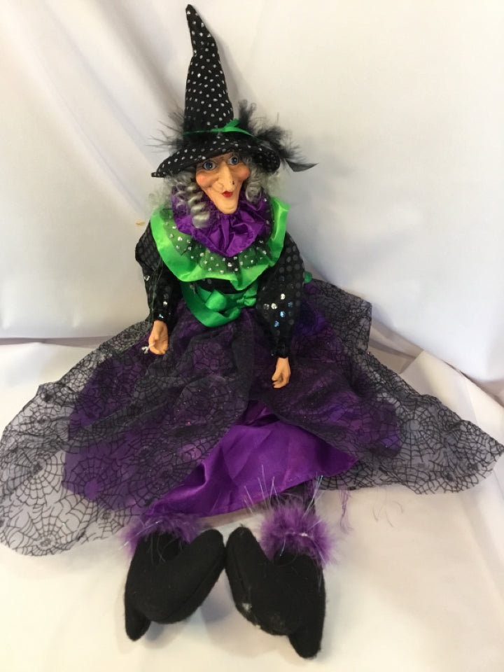 Halloween Black/Purple Fabric Witch Holiday Item