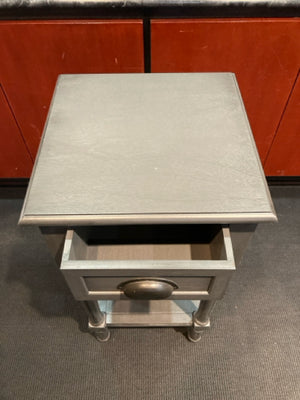 End Wood Drawer Night Stand Gray Table