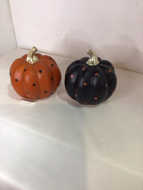 Fall Orange/Black Resin Pumpkin Pair Holiday Item