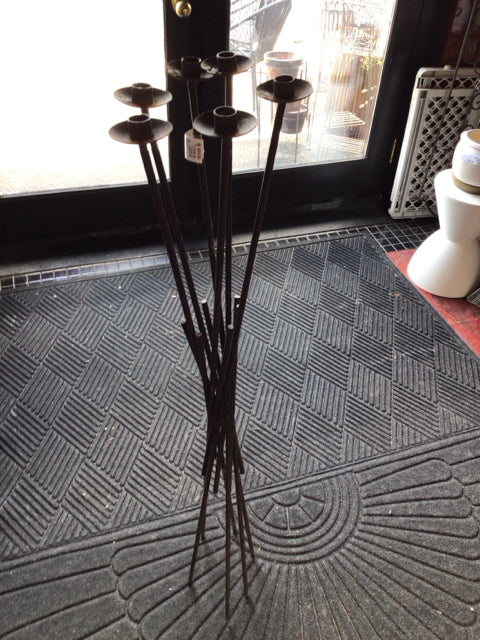 Industrial Black Iron 6 Arm As Is Candle Holder