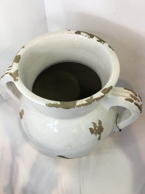 Pottery Barn Tuscan White/Brown Terracotta Urn