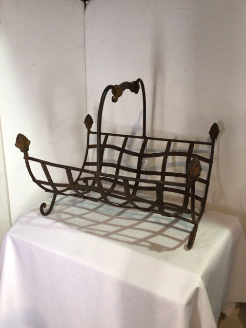 Rust Iron Wood Basket