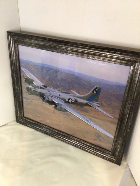 Gray/Tan Airplane Framed Art