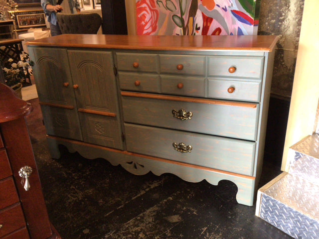 Vintage Wood AS IS Tan/green Chest/Dresser