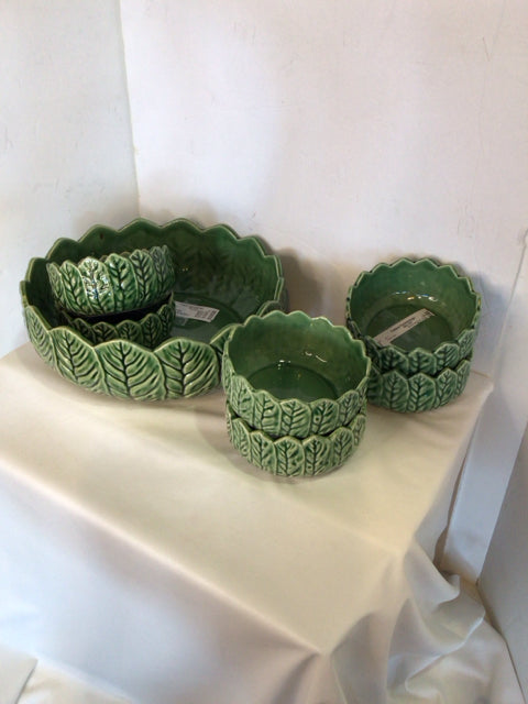 World Market Bowl Green Ceramic 7 pieces Dish Set