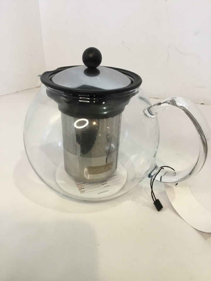 Bodum Press Clear/Silver Glass/Metal Teapot