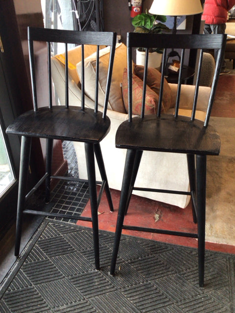 Pottery Barn Pair Wood Bar Black Barstool/Bar Stool