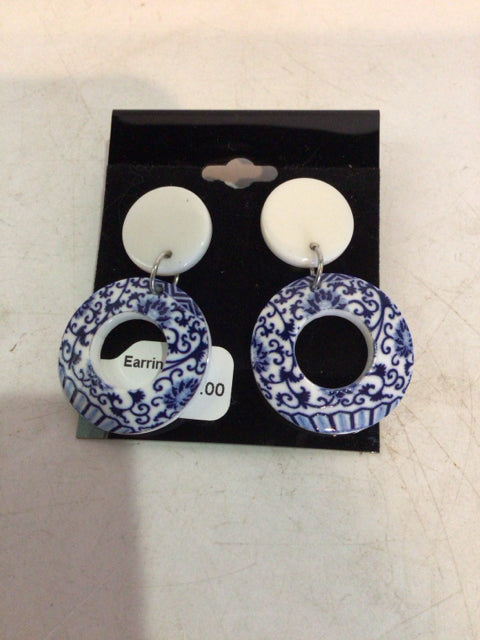 White/Blue Circles Earrings