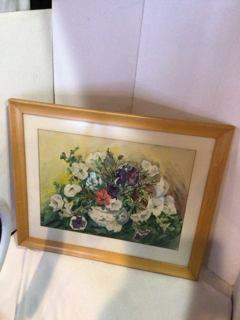Original Multi-Color Water Color Floral Signed Framed Art