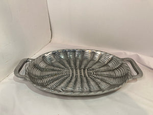 Basket Silver Aluminum Oval Tray