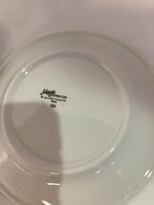 Meyer's Pair Green Stoneware Flowers Plate Set