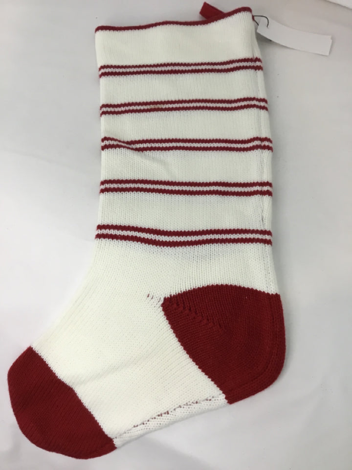 Stocking Red/white Knit Holiday Item
