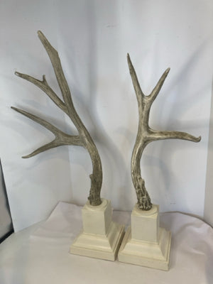 Pair Cream/Gray Resin Antlers