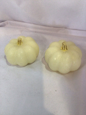 Pair Cream Wax Pumpkin Battery Candles