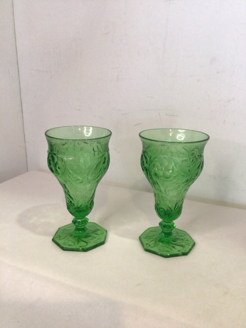 McKee Pair Green Glass Glasses
