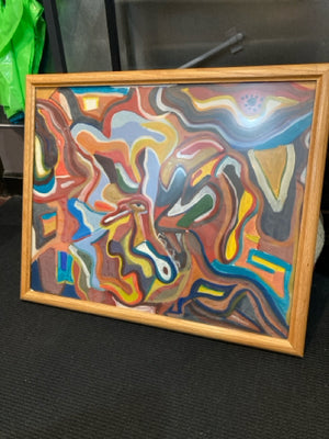 Multi-Color Painted Abstract Framed Art