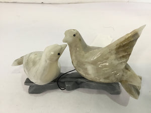 Gray/White Marble Love Birds Sculpture
