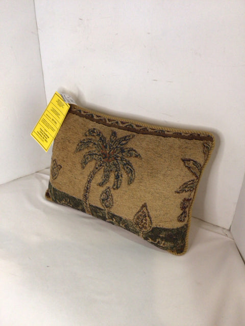 Brown/Green Cotton Palm Tree Pillow