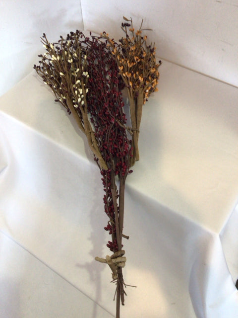 Set of 3 Red/white Berries Faux Flowers