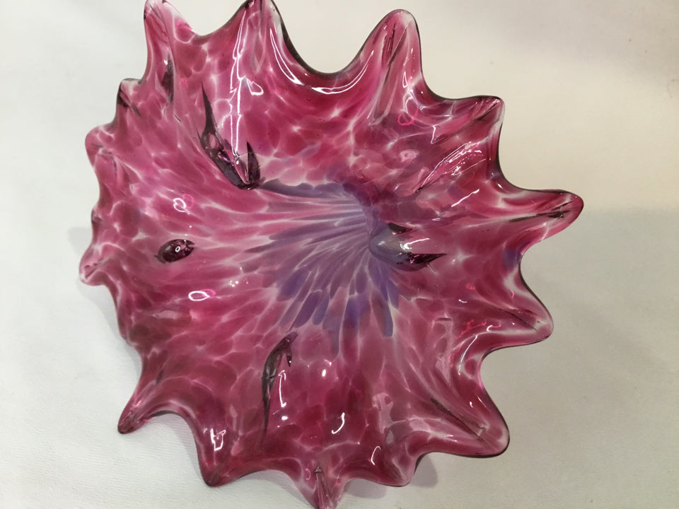 Hand Crafted Purple Glass Flower Orchid Figurine