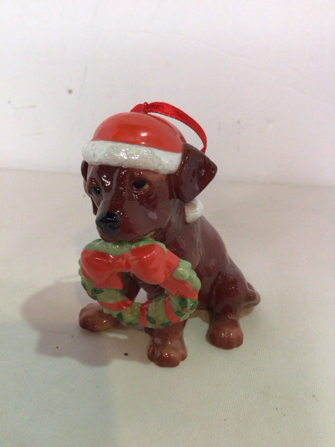 Christmas Multi-Color Porcelain Dog Ornament Holiday Item