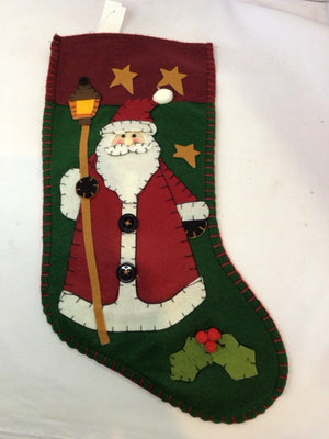 Stocking Red/Green Felt Santa Holiday Item