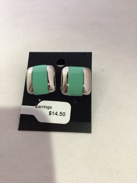 Silver/Blue Square Earrings