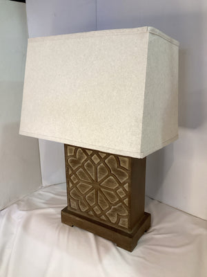 Brown/Cream Wood Lamp