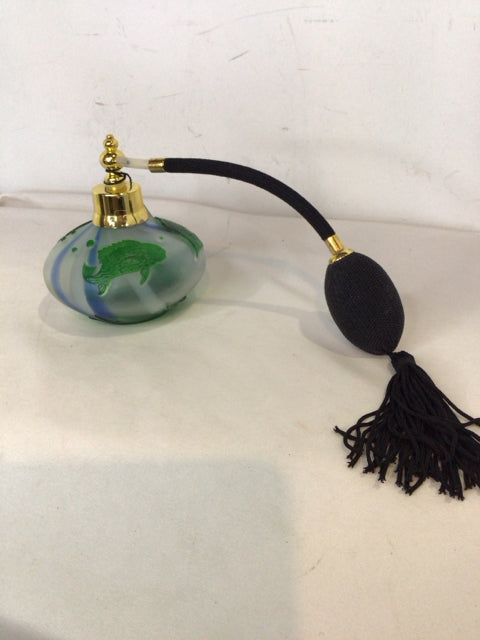Vintage Perfume Green/Black Glass Bottle