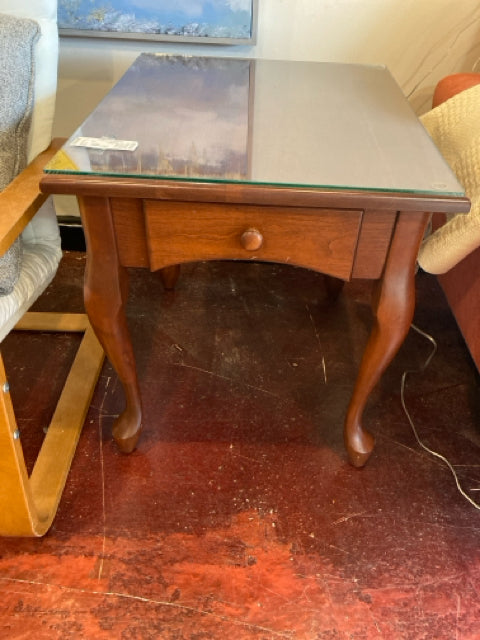 Wood Glass Top Table