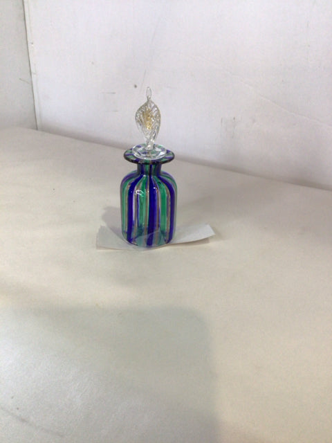 Murano Vintage Perfume Blue/Green Glass Hand Blown Bottle